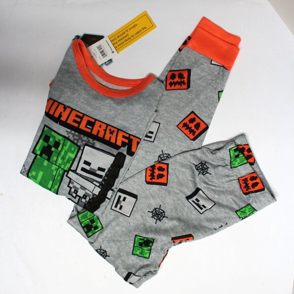 NWT Boys Size 10 Minecraft 2 Piece Long Sleeve Graphic Pajama or Sleepwear Set - Picture 1 of 9